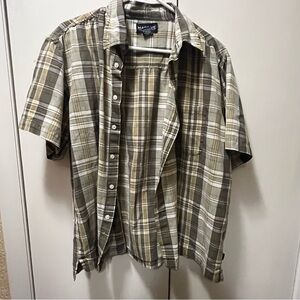 Men's Plaid Button Down Shirt - Tan and Brown